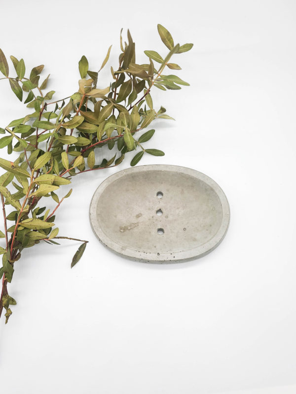 Oval Handmade Concrete Draining Soap Dish