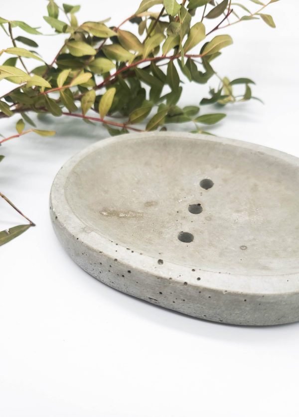 Oval Handmade Concrete Draining Soap Dish